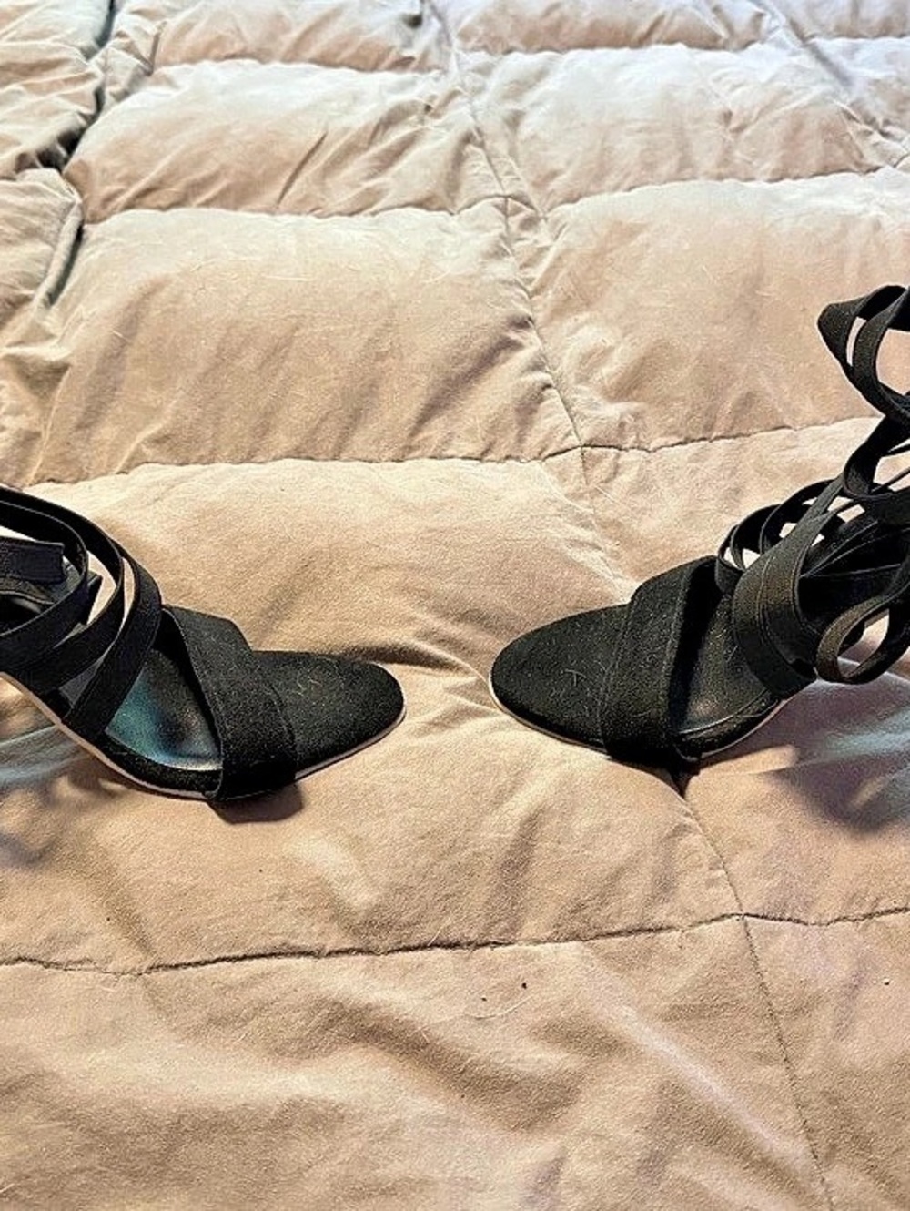 Black Strappy Stiletto Heels Like New